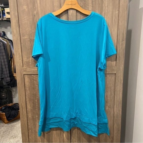 Soft Surroundings 2X Shirt Tunic Short Sleeve Lagenlook layered sheer hem - Picture 2 of 6